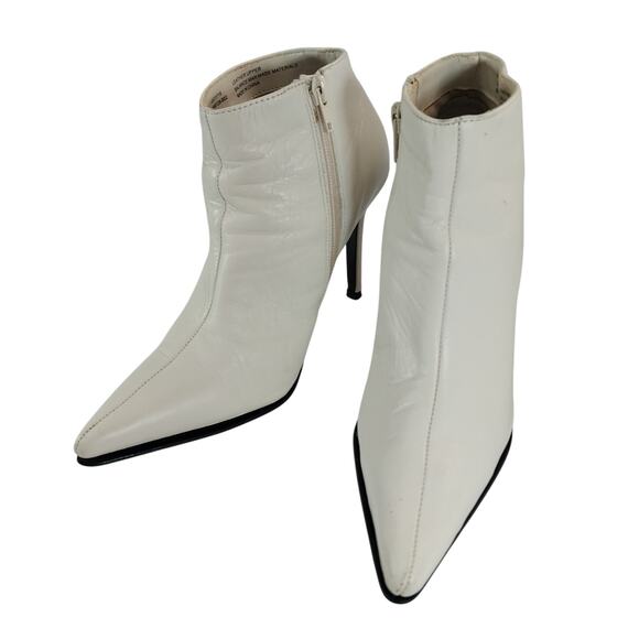 COLIN STUART! CREAM GENUINE LEATHER CENTER SEAM POINTY TOE ANKLE BOOTS! SZ 5.5M - Picture 8 of 8